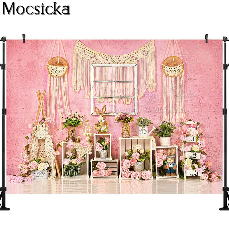 Mocsicka Garden Photography Backdrops Door Frame Floral Photography Printed Backdrop Prop Baby Artistic Portrait Background