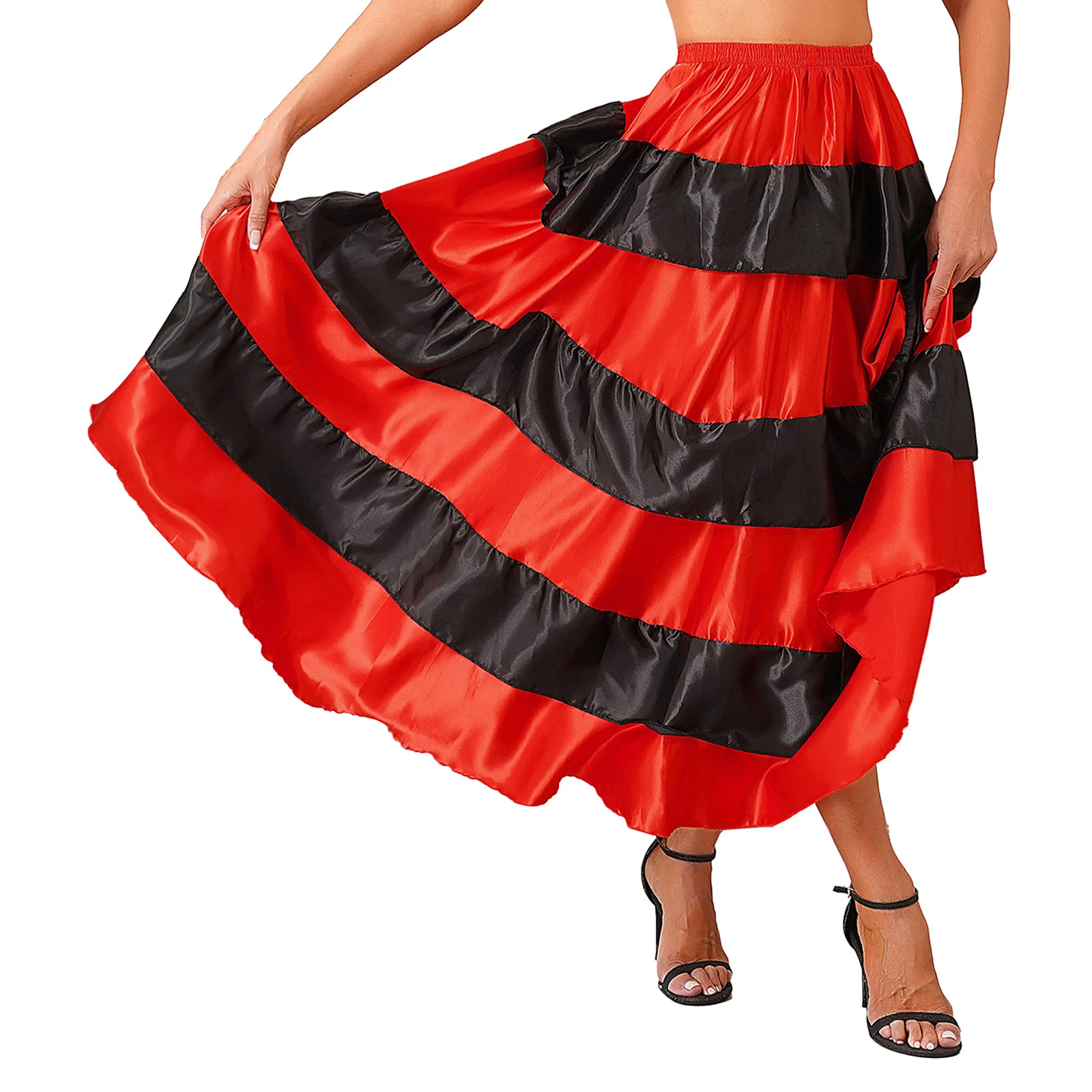 Saias de Dança Flamenco para Mulheres, Gancho Vermelho, Meninas Ciganas Espanholas, 180 Graus, Trajes 360 Graus