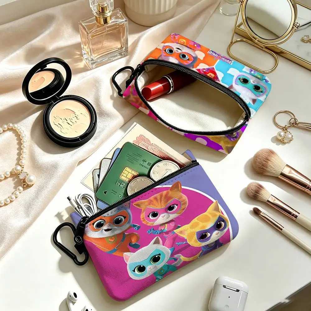 A-J-unior S-uper Kitties Portable   Daily Carry Oxford Fabric Small Coin Purse Multi-use Storage Pouch For Keys Cards Coins