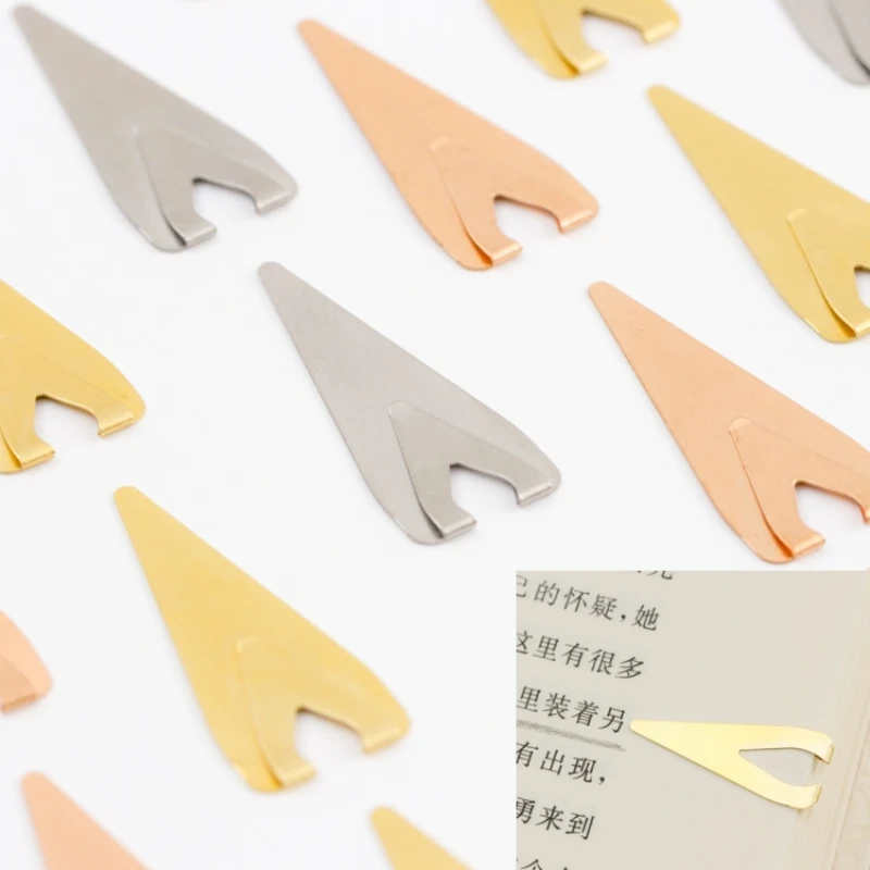 12Pcs Creative Metal Triangle Arrow Bookmark Book Page Index Paragraph Point To Mark Bookmark Reading Accessories Teacher Gift