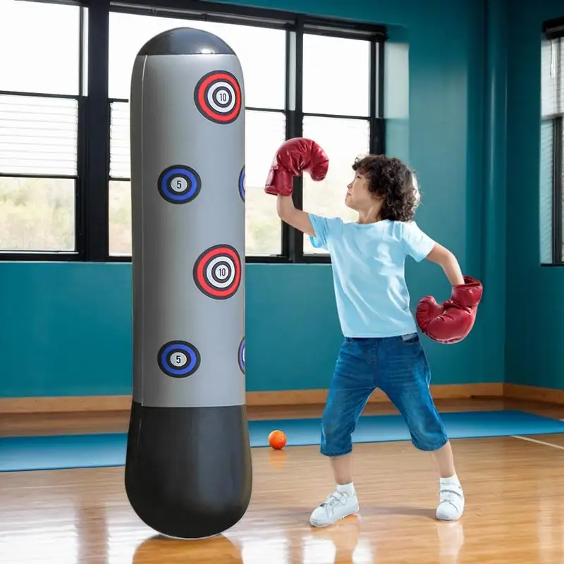 Sac de boxe gonflable pour enfants, sac de Fitness de boxe pour tout-petits, outil de Fitness de Kickboxing de 63 pouces pour enfants âgés de 5 à 12 ans, dos rebondissant