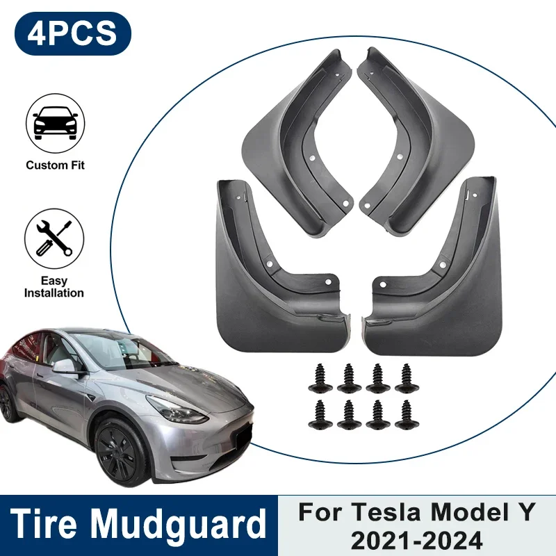 

4PCS Waterproof Car Mud Flaps For Tesla Model Y 2021 2022 2023 2024 Anti-Splash Mudguards Fender Trim Auto Accessories