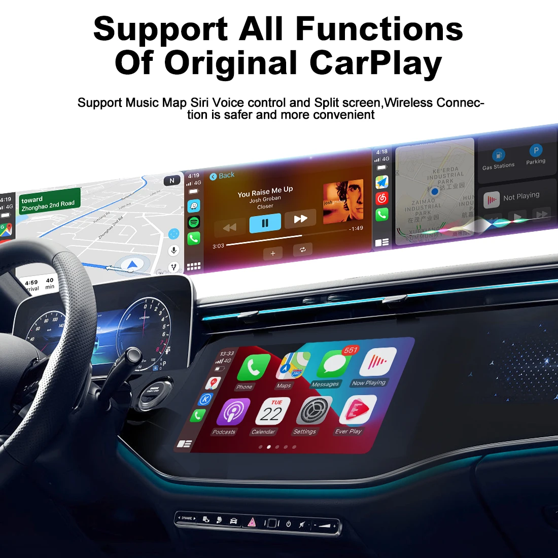 MMB AI Box Carplay Android 11 for Cars with Factory Carplay Function Wireless Apple Carplay Youtube Videos Type C Universal