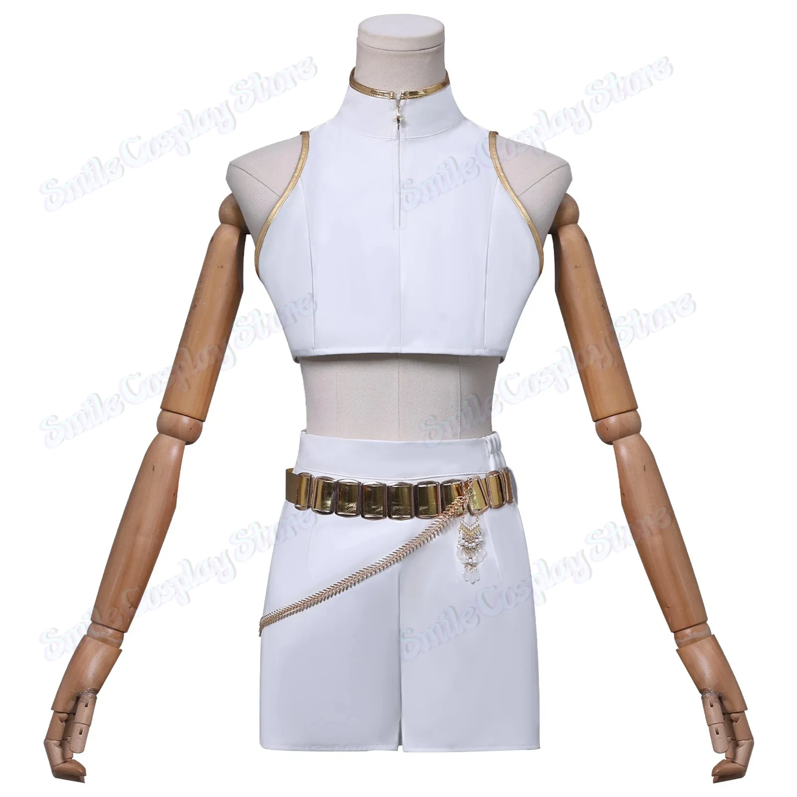 ルミホワイト PU 制服コスプレアニメ KPop 衣装ウィッグ女性クリスマスハロウィンパーティー服