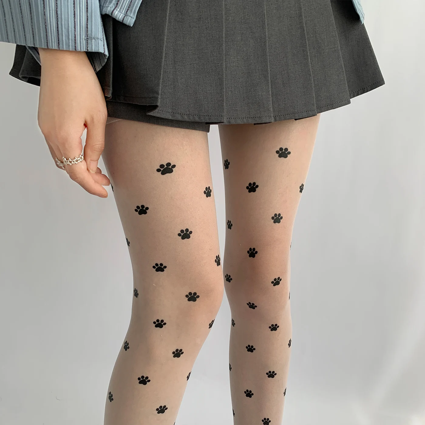 New Kawaii Cat Paw Printed Stockings Sexy Women Tattood Pantyhose Tights Y2K Lolita Cosplay Catgirl Party Japanese JK Socks