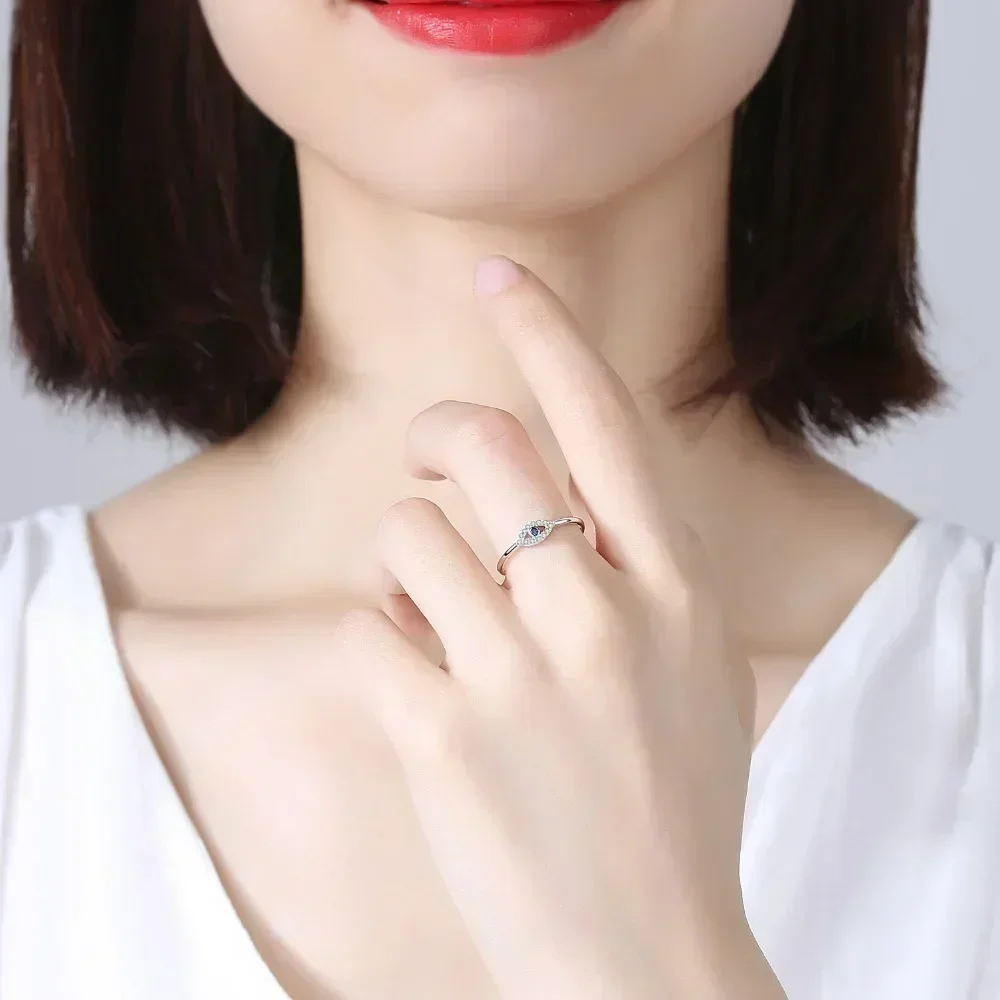 TONGZHE Charm Ring 925 Sterling Silver Couple Rings Blue White Gold Lucky Wedding Evil Eye Rings For Women Fine Jewely