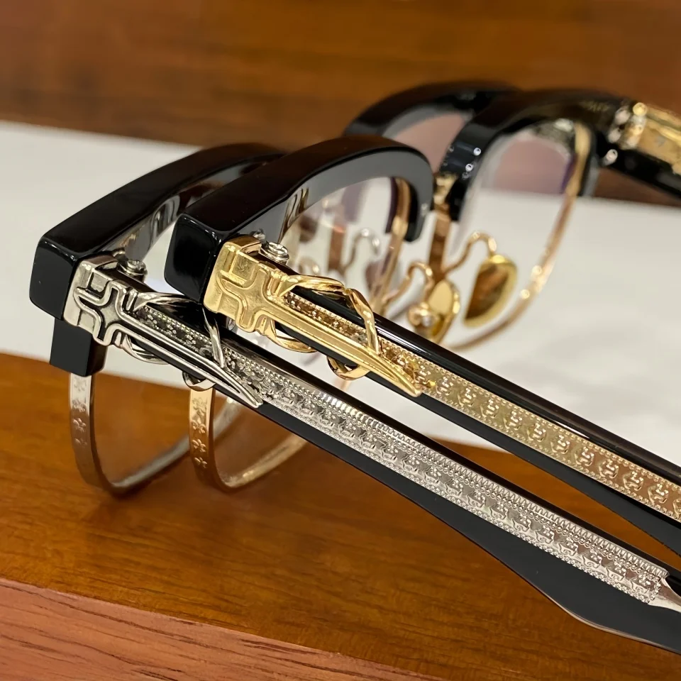 new-fashion-brand-design-men's-half-frame-titanium-alloy-eyeglass-casual-retro-art-carving-design-women's-acetate-luxury-glasses
