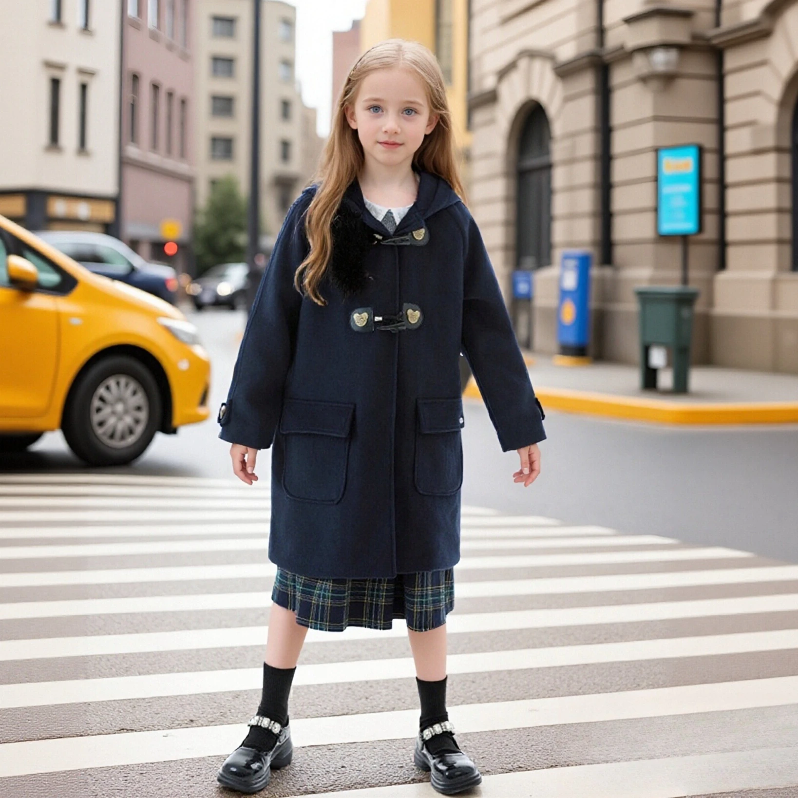 

Girls Wool Coat Autumn Winter Warm Thick Wool Blend Jacket Casual Versatile Toggle Button Hooded Teen Kids Outerwear 10 12 Years