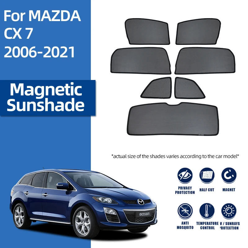 For Mazda CX-7 ER 2006-2012 Car Magnetic Sunshade Front Windshield Curtain Rear Side Window Baby Mesh portable Sun Shades Visor