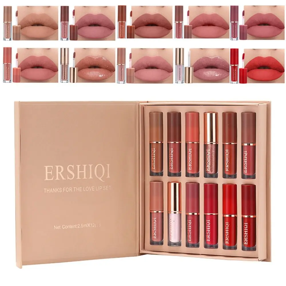 

12pcs/set Long Lasting Matte Lipstick Waterproof Non Fading Velvet Lip Tint High Pigment Classic Moisturizing Lipstick Makeup