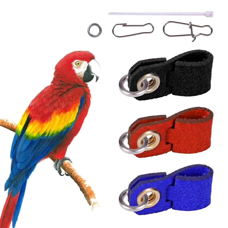 

Pet Parrot Bird Leg Ring Ankle Foot Chain Leather Feet Ring Parrot Foot Live Buckle Pigeon Velvet Foot Cover Accessories