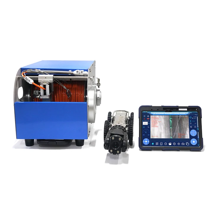 Cámara Robot de inspección con sistema de tubería subterránea IP68, visión nocturna, cámara CCTV sobre orugas con cámaras HD AutoFocus para DN 150-3000mm