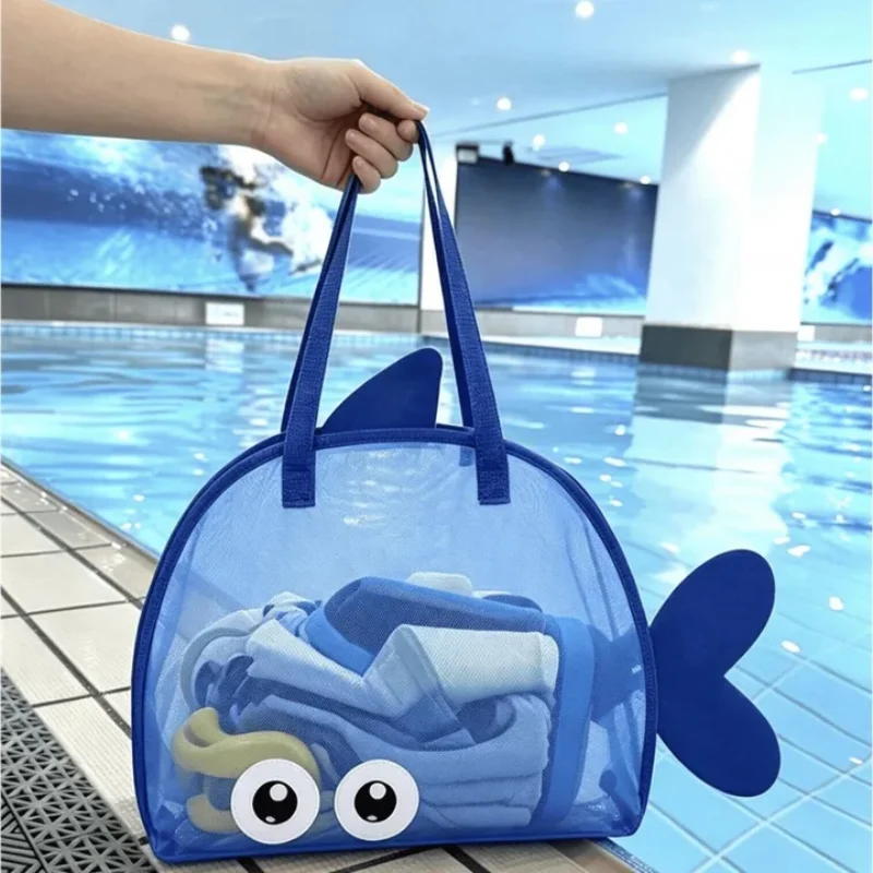 Cute Fish-shaped Mesh Beach Bag,lightweight Large-capacity Foldable kids Beach Storage Bag Swimming Pools Fitness Travel Camping