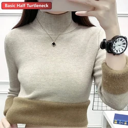 2024 Coltrui Winter Trui Vrouwen Elegante Dikker Fluwelen Gevoerde Warme Sueter Gebreide Trui Slanke Tops Jersey Truien Jumper