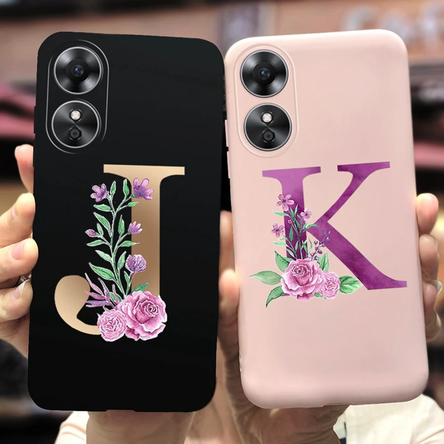 For Oppo A17 4G Case CPH2477 Luxury Couple Letters Cover Soft Silicone Phone Case For Oppo A17K A 17 OppoA17 Cover 6.56'' Bumper