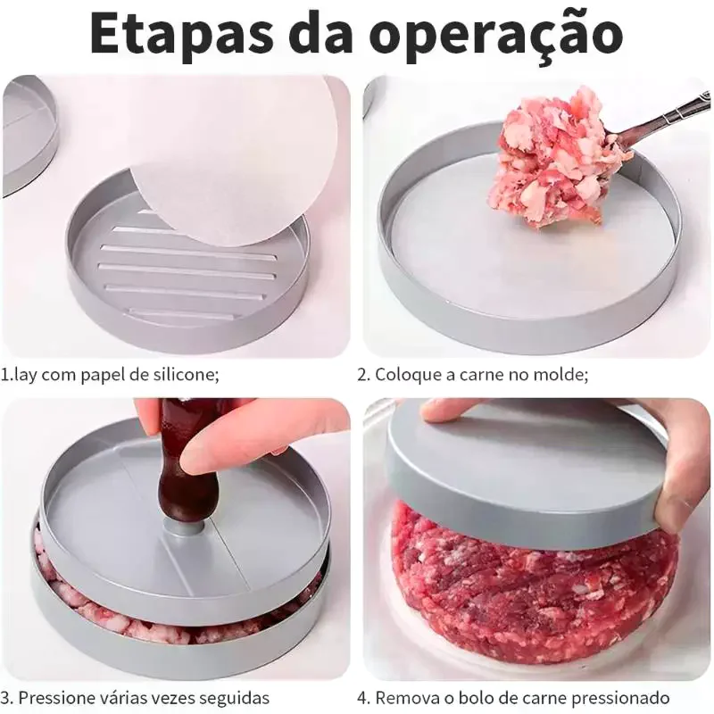 Non Stick Aluminum Burger Press With Ergonomic Wooden Handle Perfect For Home Kitchen Backyard Barbecue
