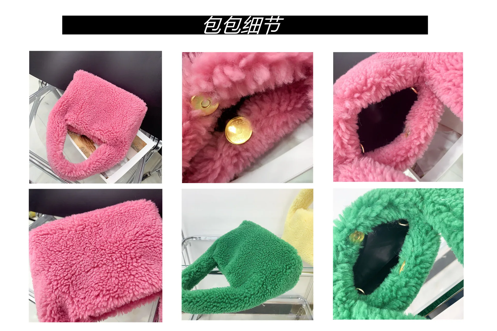 2022 New Plush Fabric Women\'s Shoulder Crossbody Bag Small Fashion Lambs Wool Fluffy Fur Winter Female Bag Designer Handbags