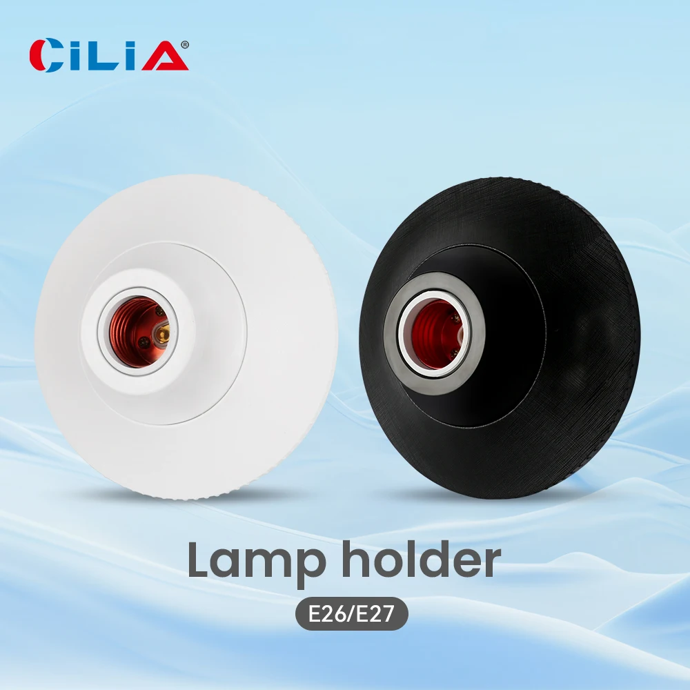 Cilia Lamp Holder, Lamp Base E26/E27 Lamp Bulb Pendant Holder, Suitable for 110-240V Voltage, Textured Round Fixed Base Bracket