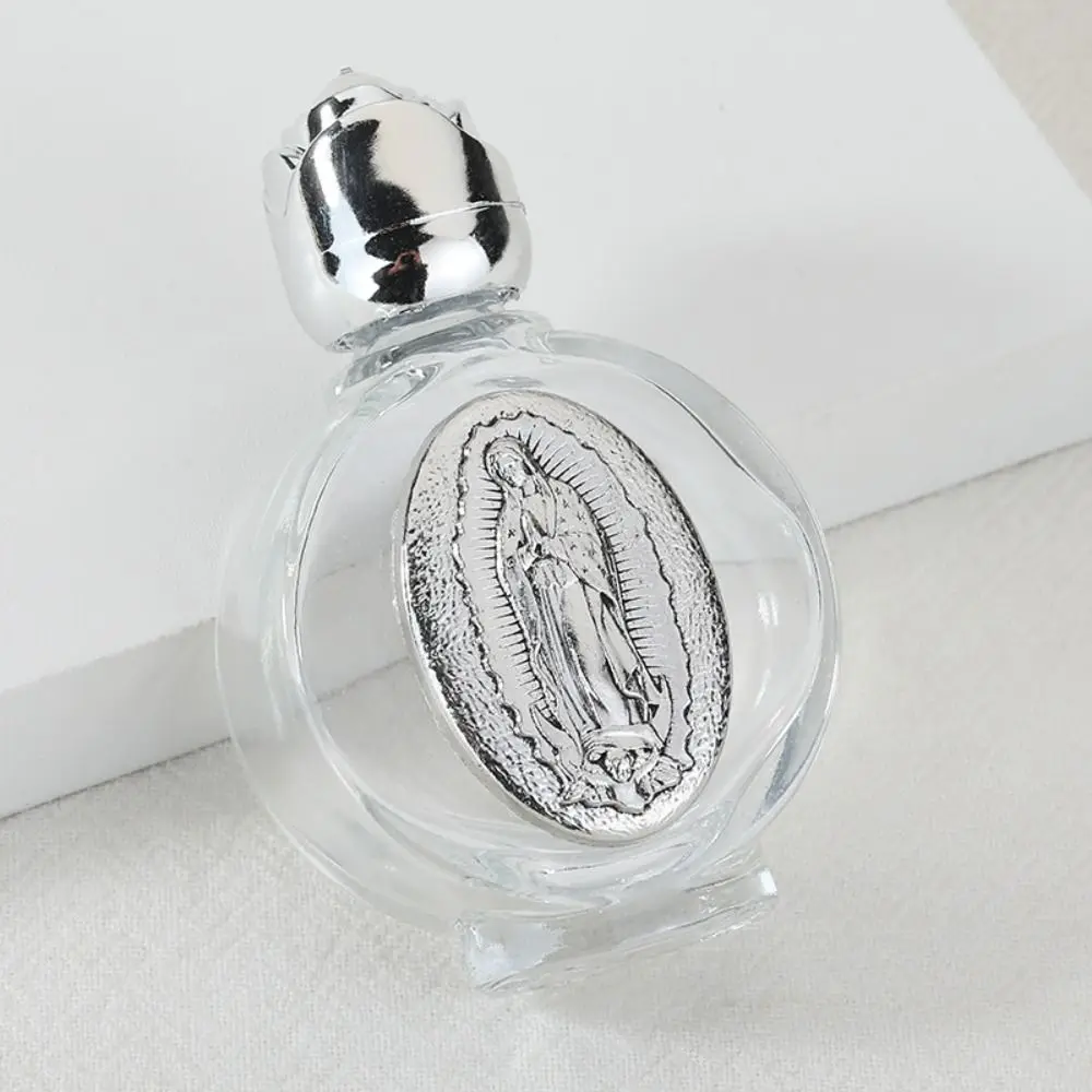 Botellas de agua bendita católicas de 0,5 Floz, experiencia de comunión, botella de agua bendita de vidrio en relieve plateado, San Miguel, el Arcángel