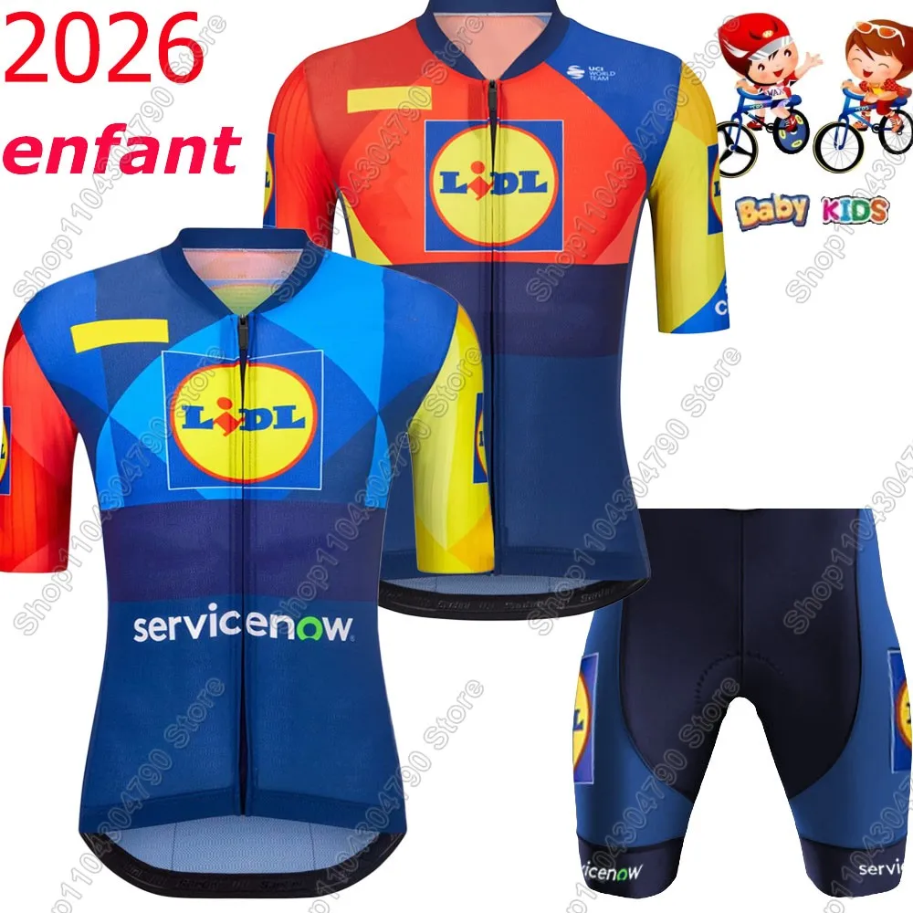 Conjunto de Jersey de ciclismo del equipo LIDL para niños, ropa de manga corta de EE. UU., traje de bicicleta para niños y niñas, Maillot MTB, 2026