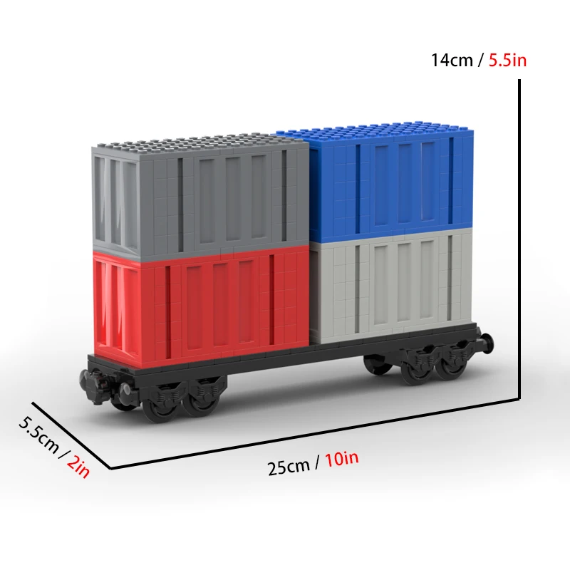 MOC Building Blocks City Train Model Double decker Container Train Carriage Children\'s Assembly Brick Toy Birthday Gift