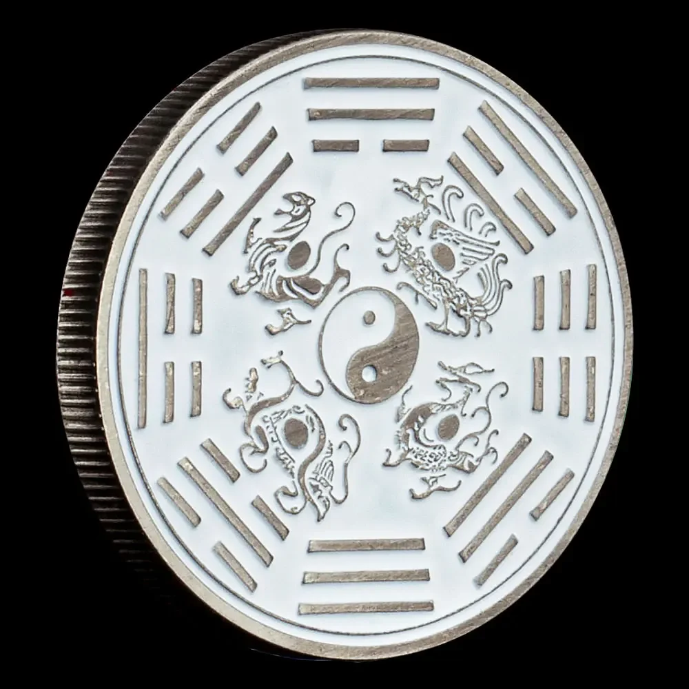 Dragon and Phoenix Auspicious Medallion Souvenir Coin Chinese Style Embossed Lucky Coins Ornaments Metal Creative Gifts