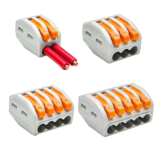 Terminal enchufable rápido compacto para conectores de cables, dispositivo paralelo de módulo de cableado doméstico naranja terminal de 30/50/100 piezas