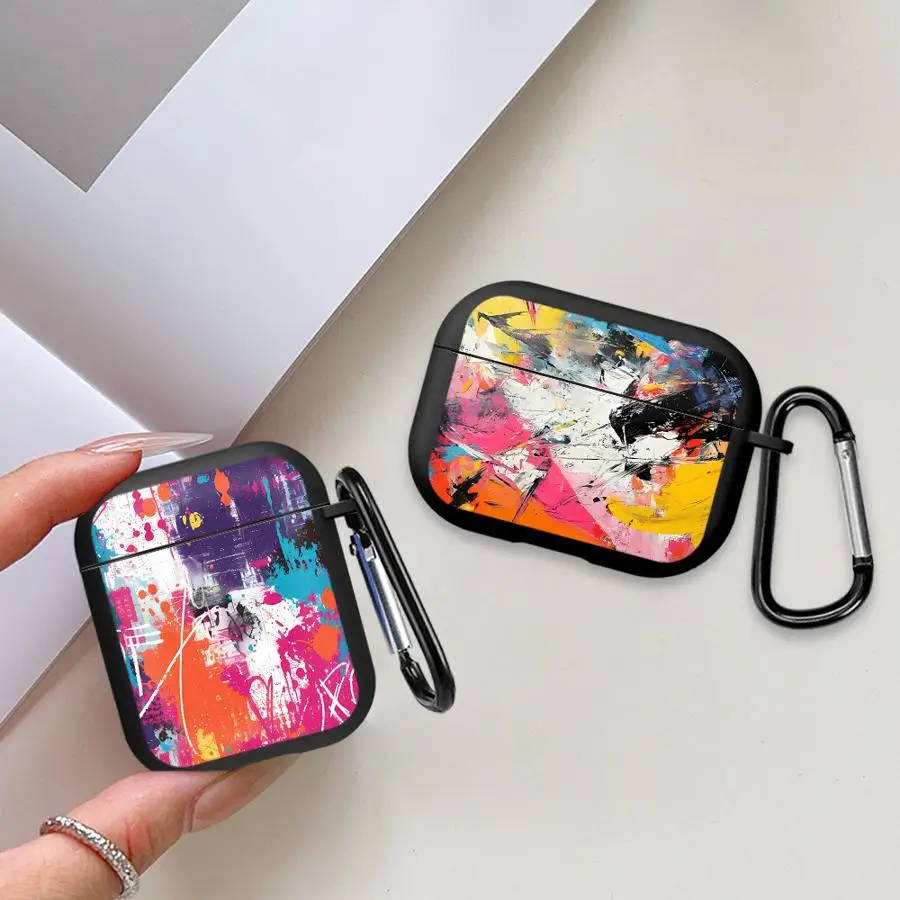 Earphone Cases Cover Case For Airpods 3 Pro 1 2 Pro3 Pro2 4 Bright Pink Splash Ink