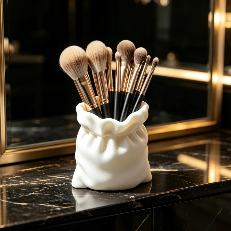 Home Essentials Bathroom Rack - Wadah Penyimpanan Kuas Makeup Permukaan Berlipat
