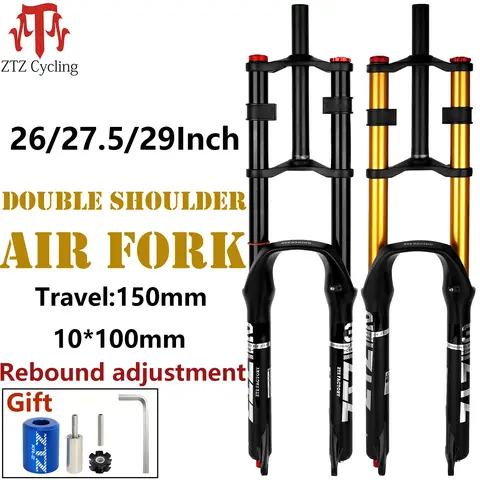 ZTZ Bike Cycling Suspension Fork 26/27.5/2 inch For Sport Mountain DH Air Double Shoulder Downhill Replacement bicycle parts