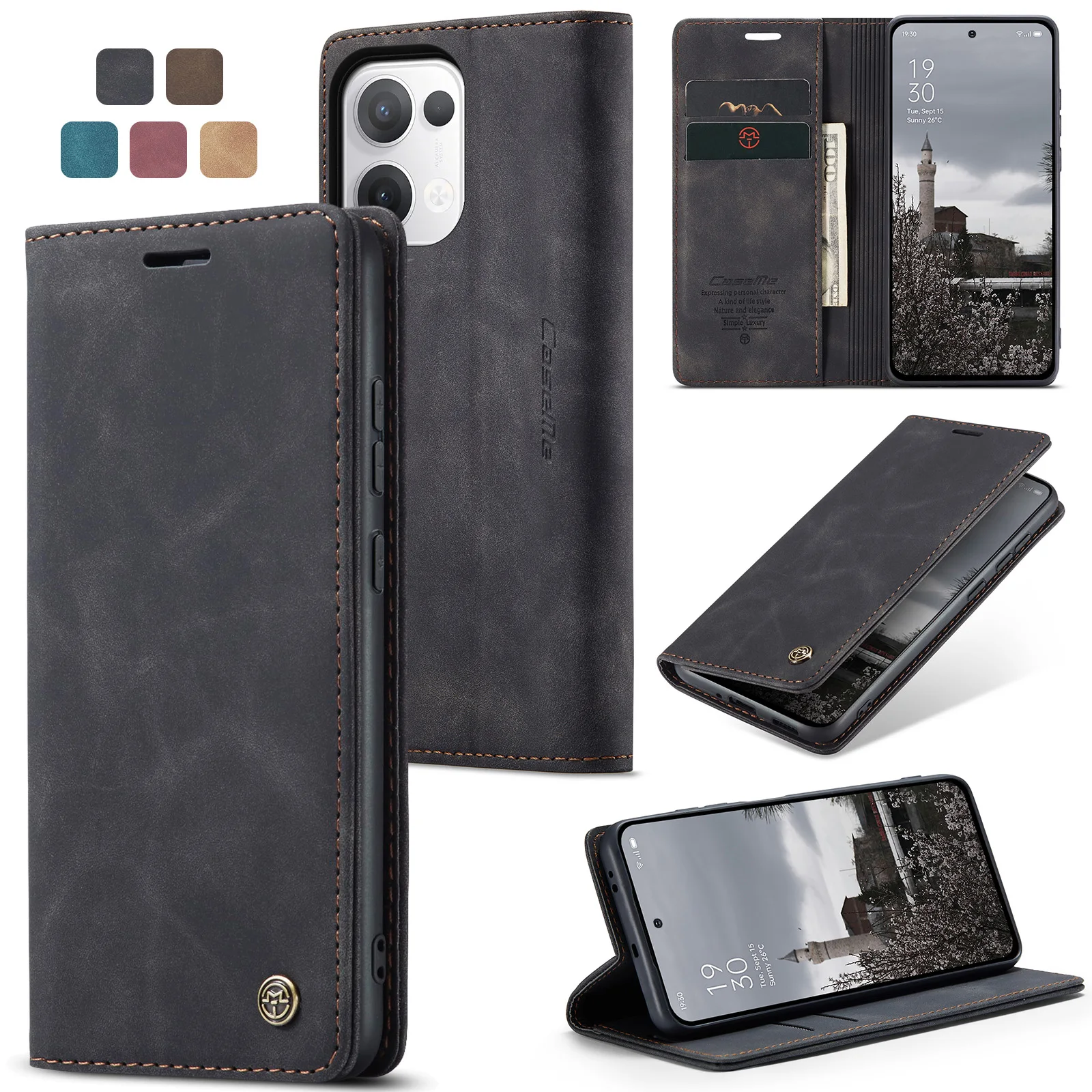Luxuriöse Retro-Hülle für Oppo Reno13, mehrere Kartenfächer, Standfunktion, Handyhülle für Reno13 Pro 13F 12Pro, Leder-Geldbörse