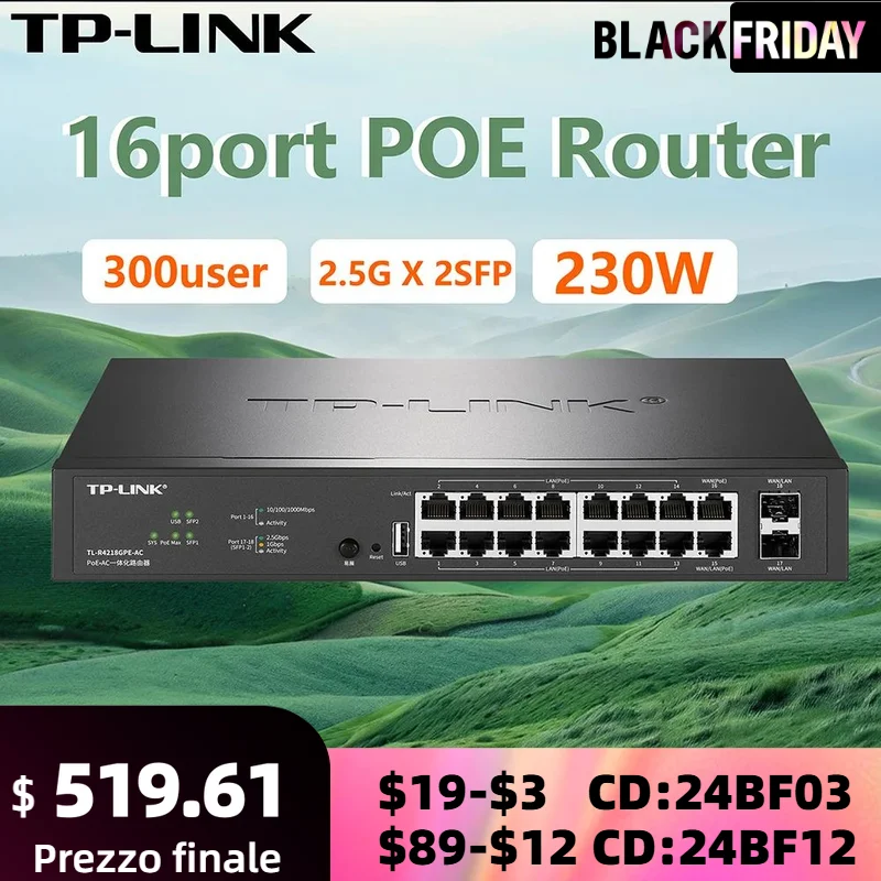 TP-Link 16 Port Gigabit POE Power Switch 2.5G SFP Multi WAN Port VPN Router AP Controller Network Management Global Version