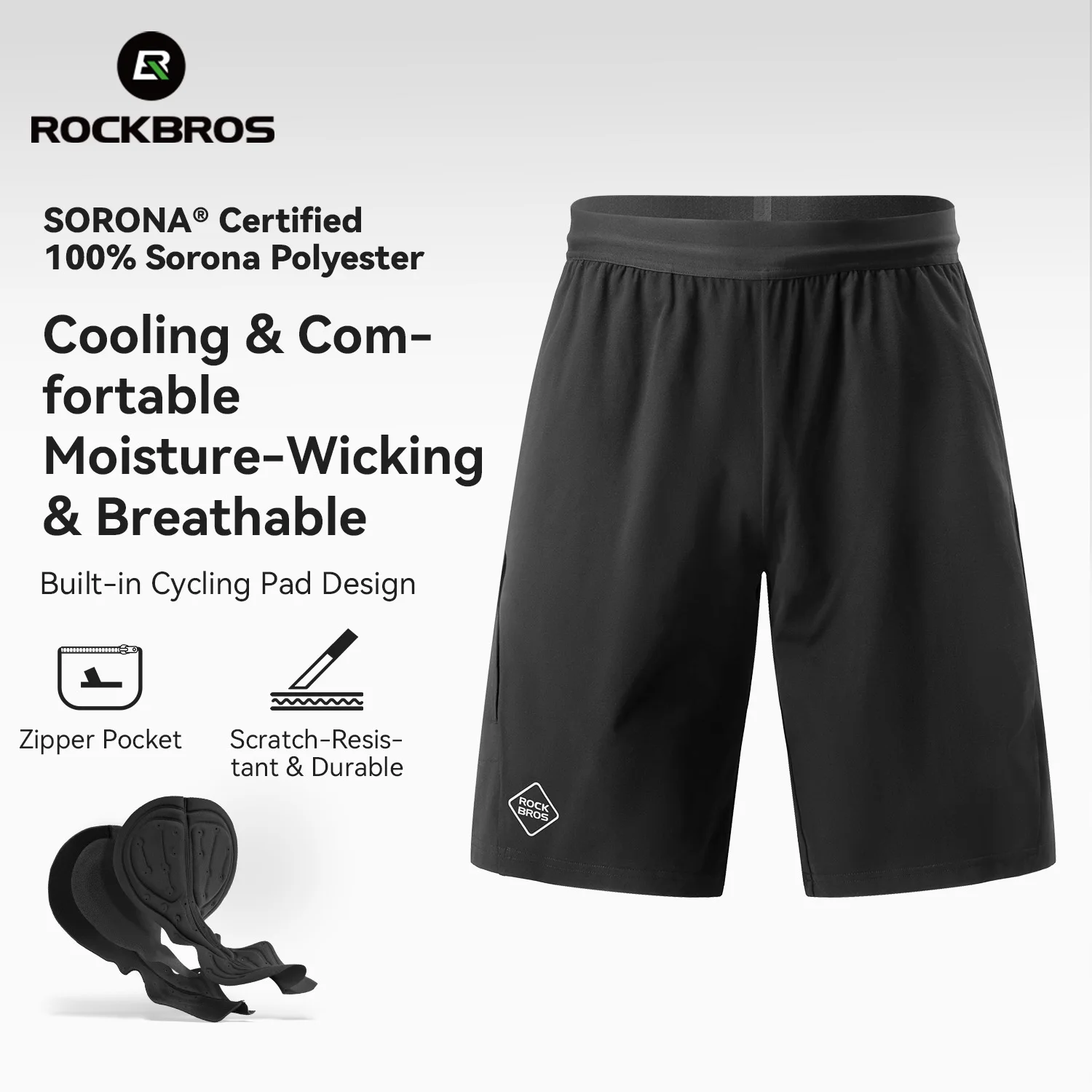 

ROCKBROS Summer Cycling Shorts Lightweight Quick Dry Breathable Shorts Shock Absorption Cushion Pad Outdoor Sports Casual Shorts