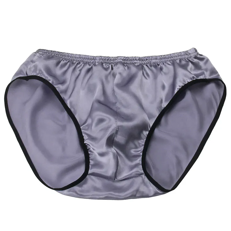 Plus size mid waist 100% mulberry silk underwear men\'s triangle underwear U-shaped bag breathable panties