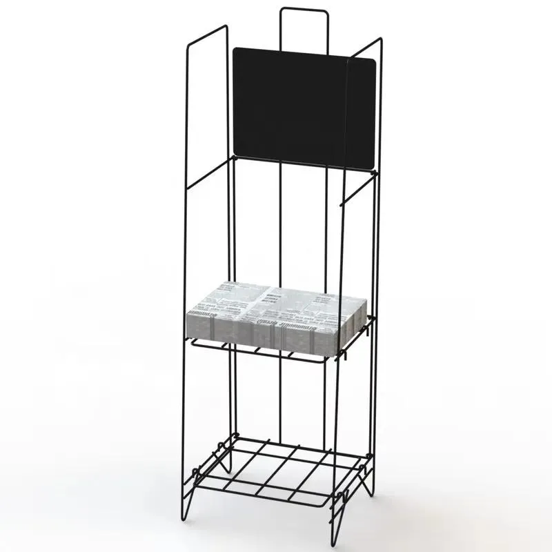 2 Wire Metal Magazine Display Shelf Floor Standing Newspaper Rack Popular Retail Store Shelving Unit for Books and