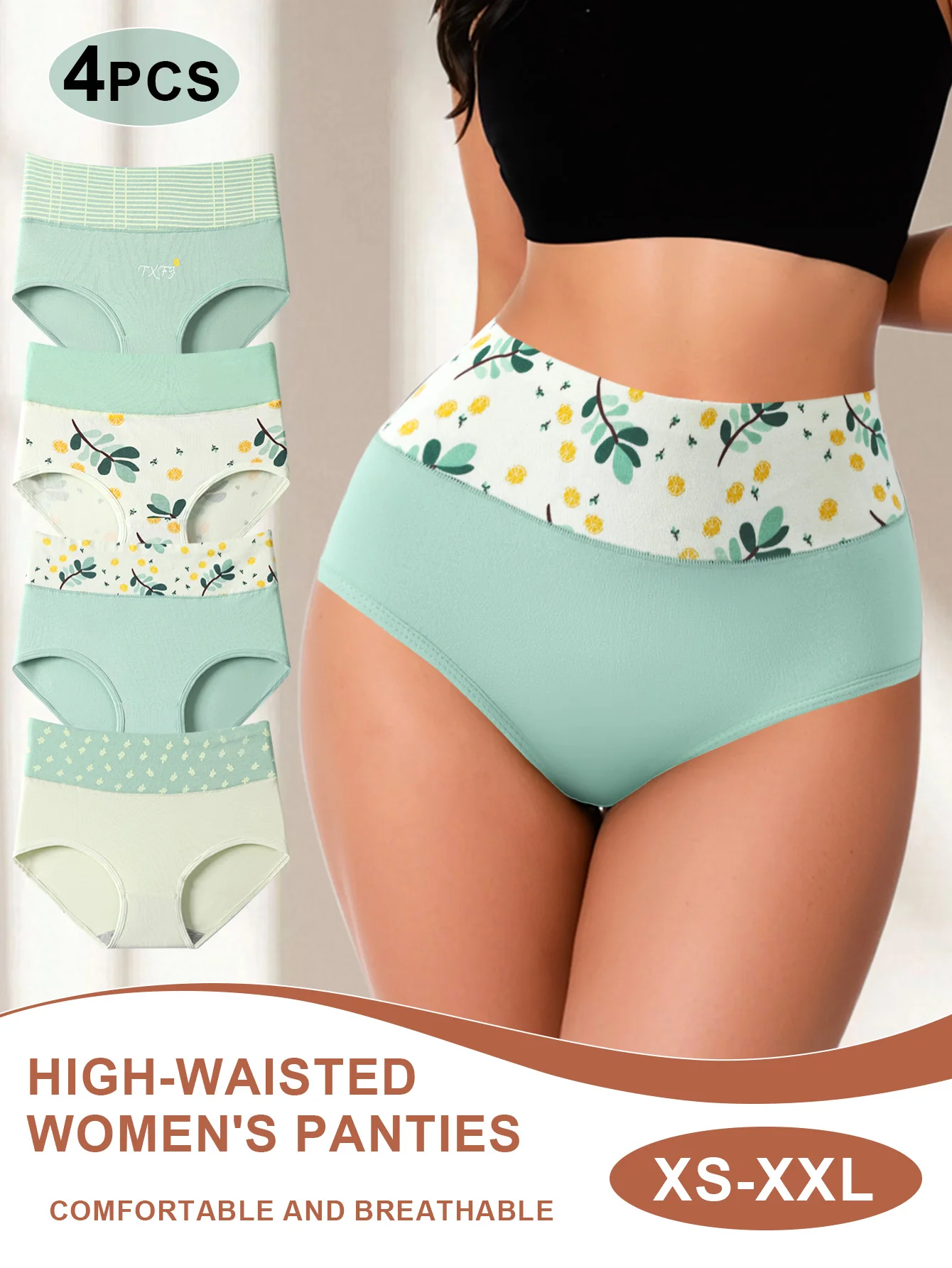 4-Pack High-Waist Abdomen Control Women's Underwear Breathable Spring Summer Co… - Image 5