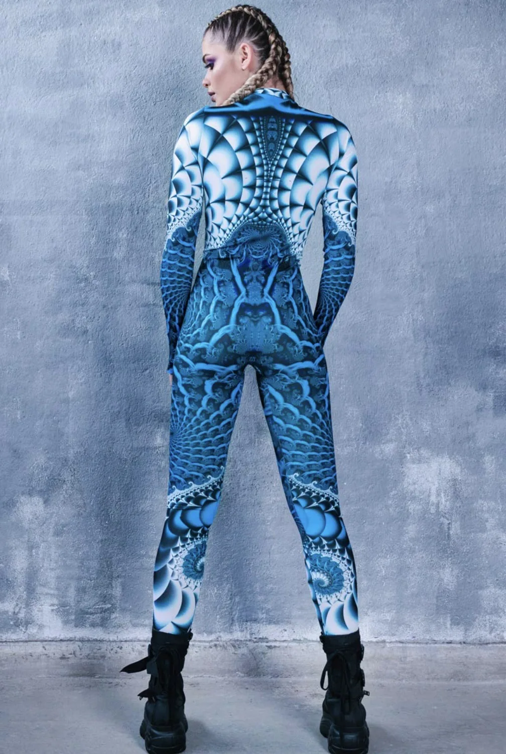 Retro-Roboter 3D-gedrucktes Muster Damen Sexy Jumpsuit Erwachsenen-Halloween-Cosplay-Kostüm Party-Catsuit Karneval-Bodysuit – Detail 5