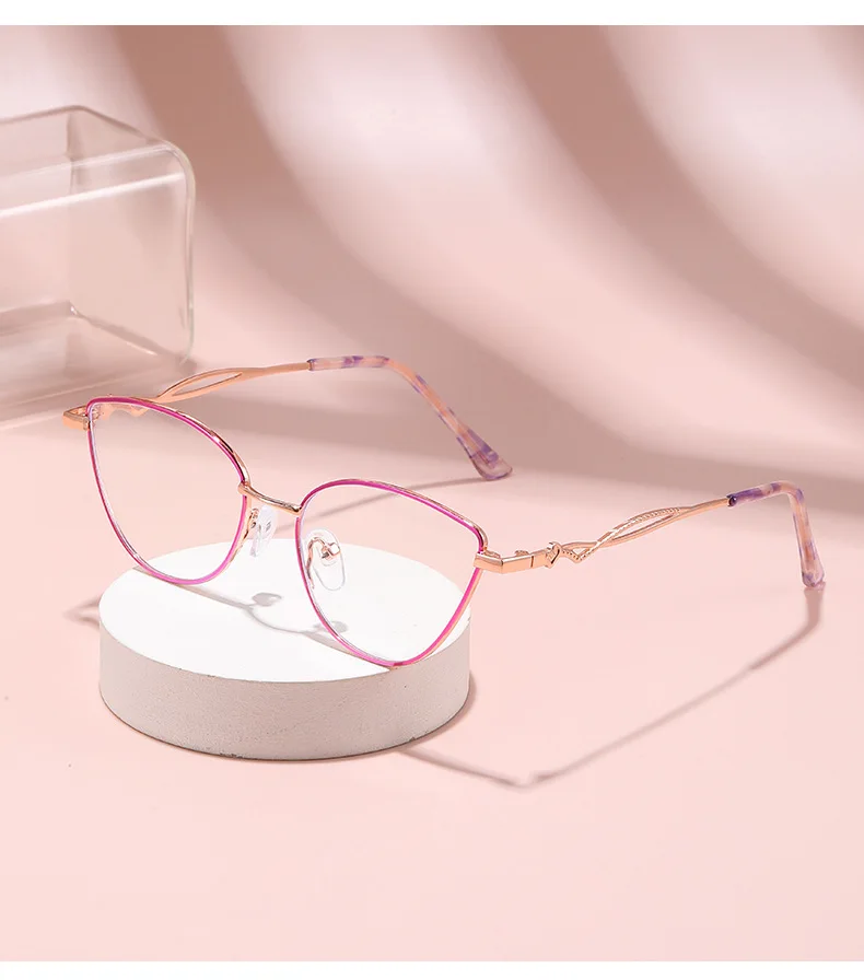Modische Anti-Blaulicht-Lesebrille für Damen aus Metall mit hochauflösender Anzeige der jugendlichen Lesebrille 9792 – Detail 11