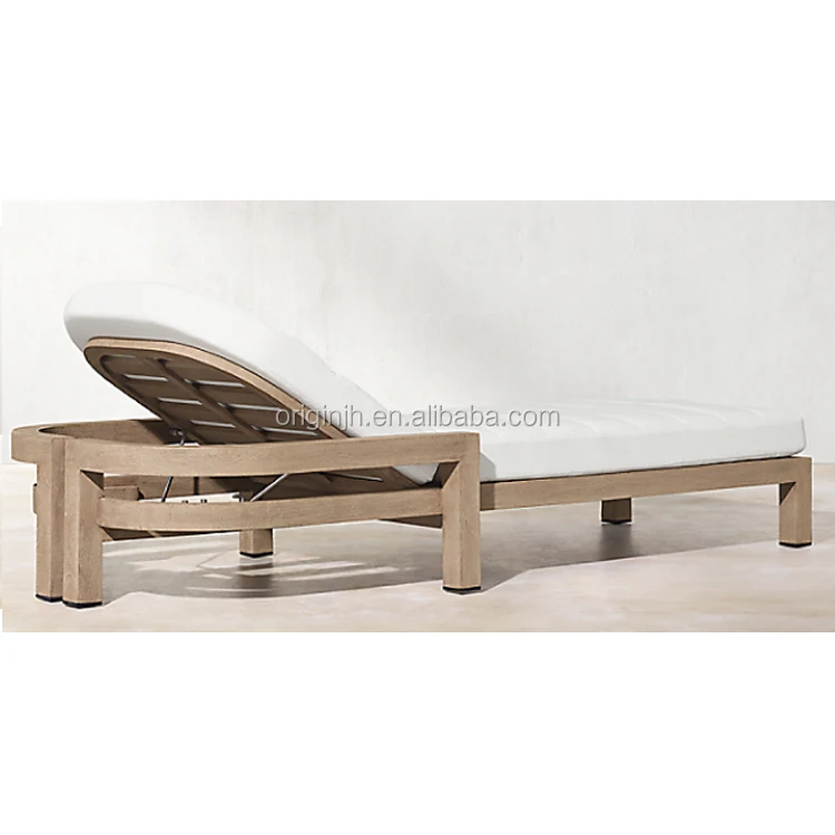 Contemporary Stunning Double T-foot and Half Circles Back Luxury Teak Wood Furniture Outdoor Lounge Chair