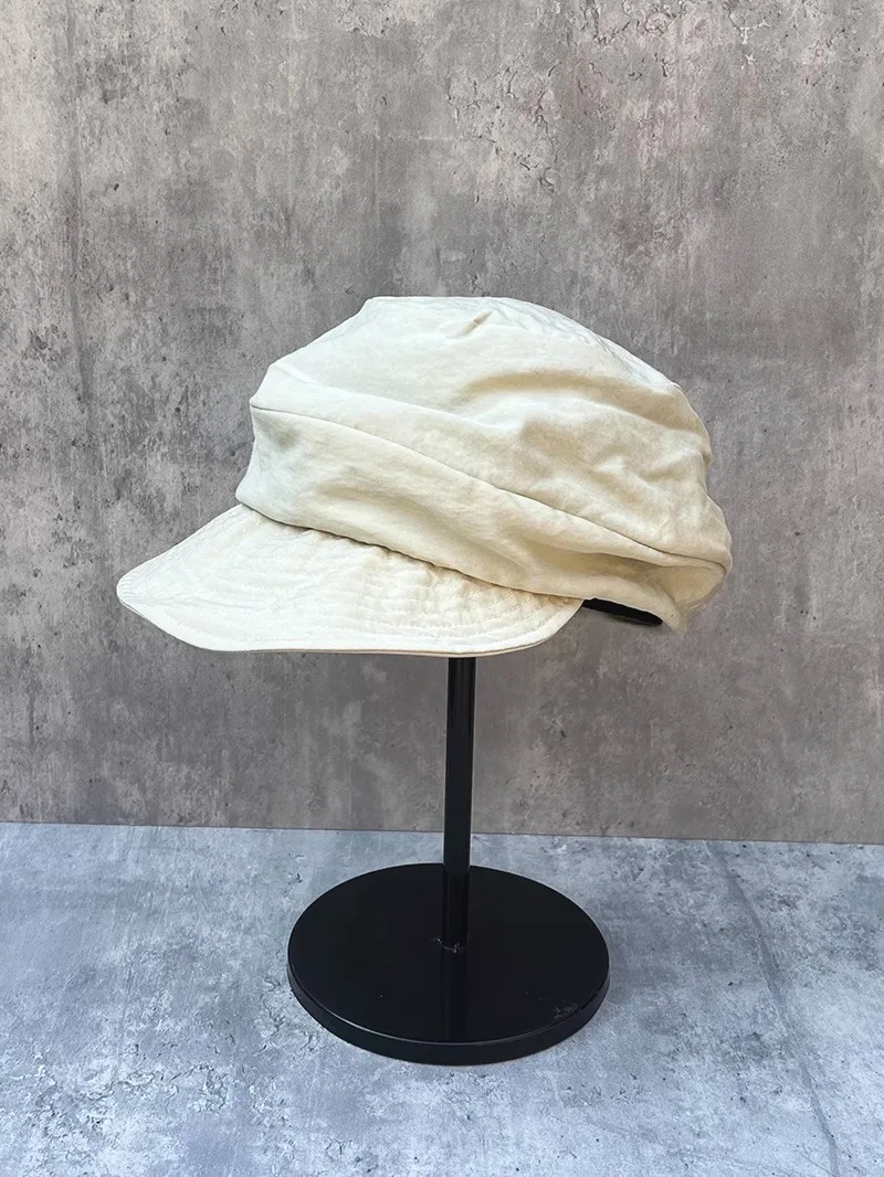 여성용 봄 여름 주름 신문 모자 팔각형 모자