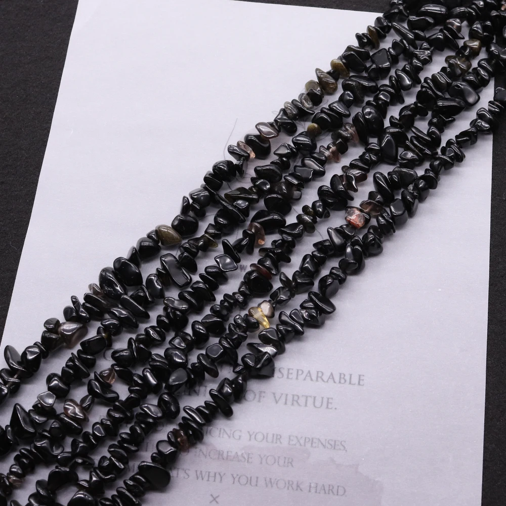 

Natural Stone Beads 1 Strand Irregular Shaped Black Chip Gravel Loose Bead Suitable for DIY Jewelry Necklace Accessories