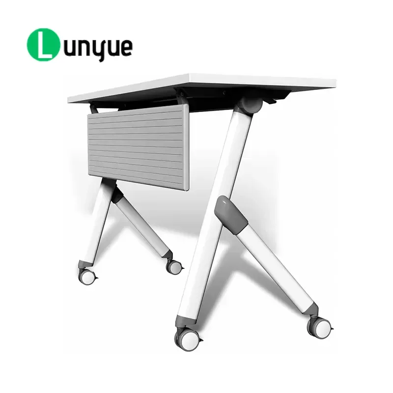 Modern Foldable Training Table with Aluminum Base and Casters Custom Study Desk for Office Classroom Meeting Room Space
