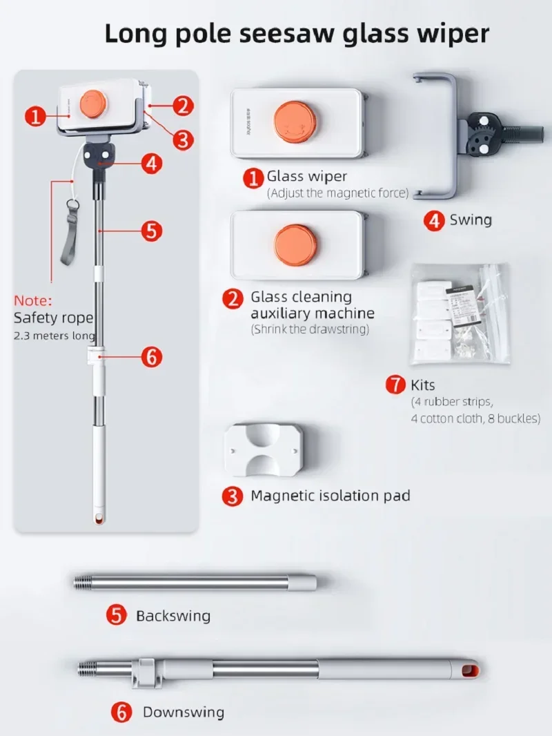 Window Cleaner JOYBOS Unlimited Adjustable Magnetic Glass Professional Double With Telescopic Rod Window For Home Cleaning Brush