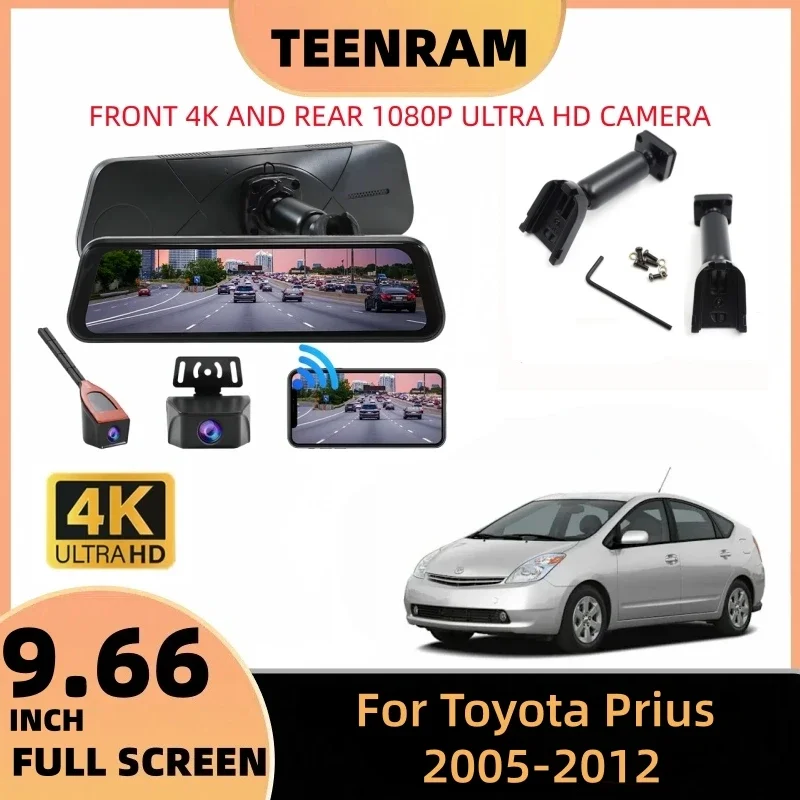 TEENRAM 4K Front And 1080P Rear View Camera for Toyota Prius 2005-2012 9.66 inch IPS Touch Full Screen Parking Assistance System