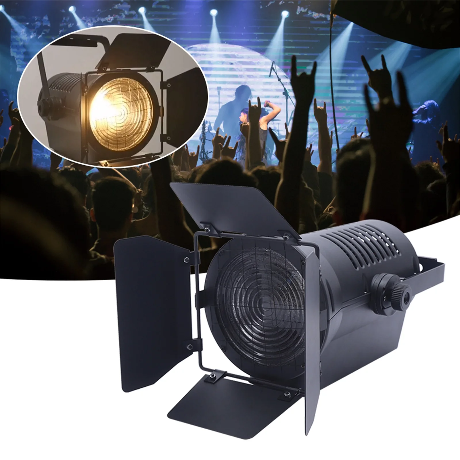 Projecteur de Fresnel Blanc Chaud avec Lumière de Scène à Intensité Réglable, pour Studio, Église, 200W, 3200K