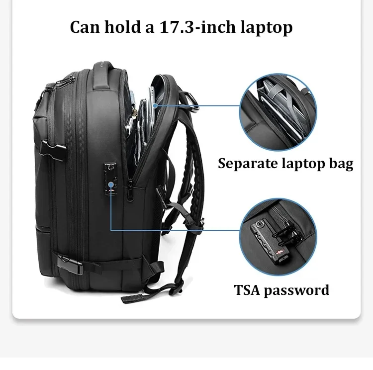 Airback vácuo compressão mochila para homens, expansível saco de negócios, impermeável escola saco, viagens, homens, laptop, 17"