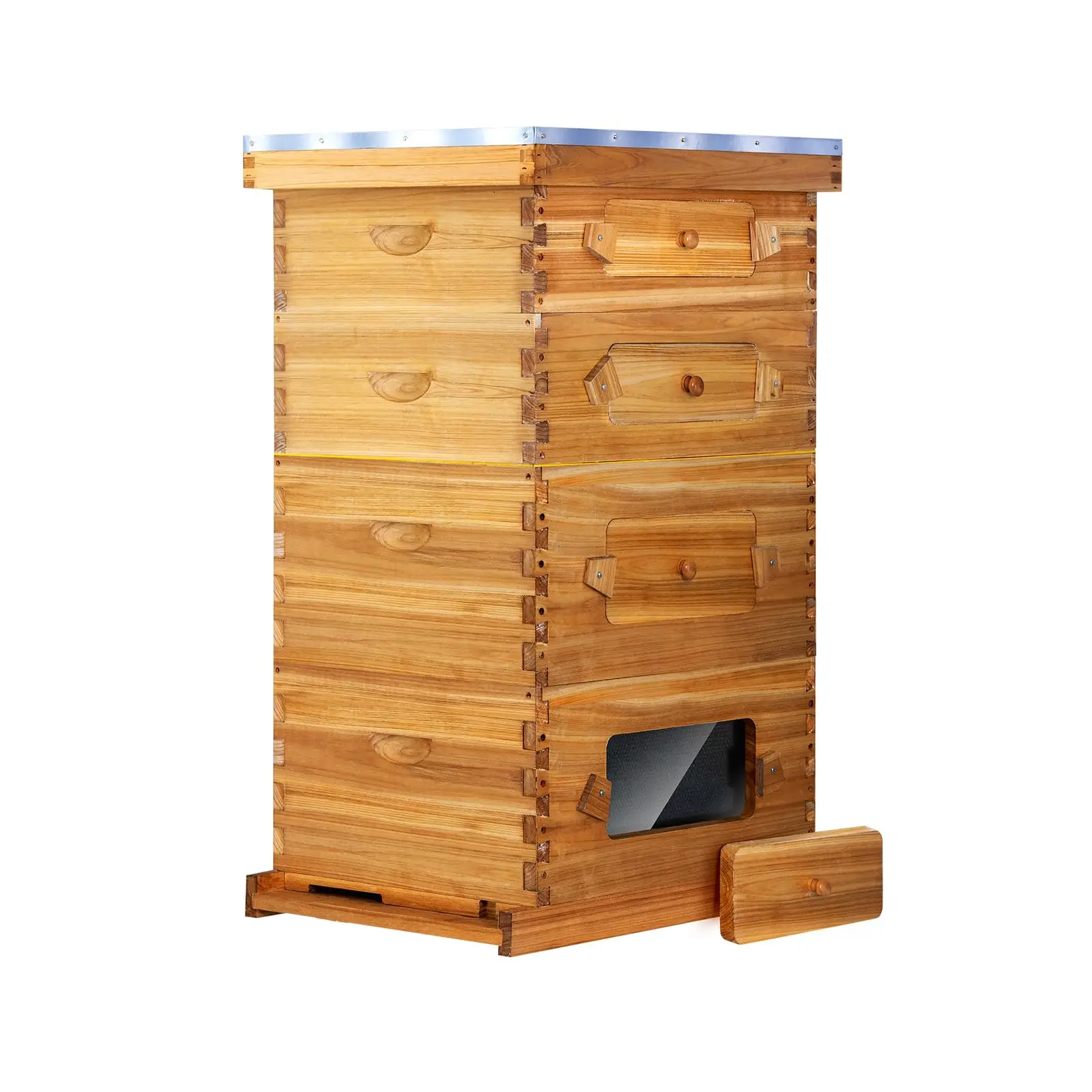 Free ShippingCastle 10 Fe Stroth Hive With Windows Swax Coated Includes Hivs And Waxed Foundations (2 Deep Hive Boxes & 2 Medium