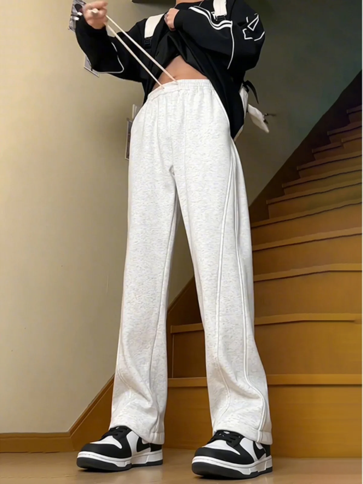 

Мужские спортивные брюки Cleanfit с флисовой подкладкой, прямого кроя, белые, осенне-зимние, повседневные, широкие, для отдыха