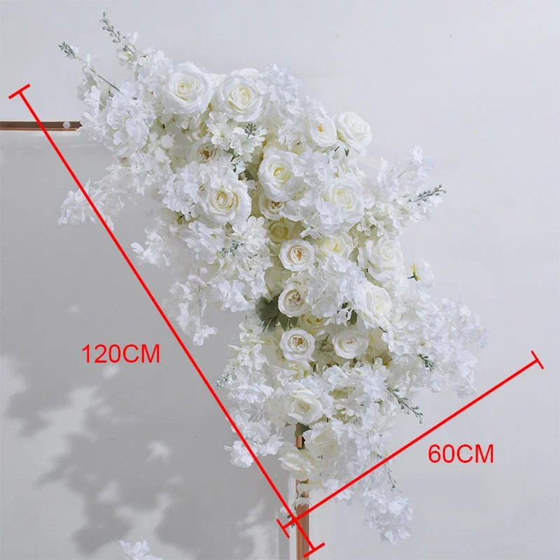 Witte kersenbloesem roos hang hoek bloem rij kunstbloemen bruiloft achtergrond boog decor bloemen tafel centerpieces bal
