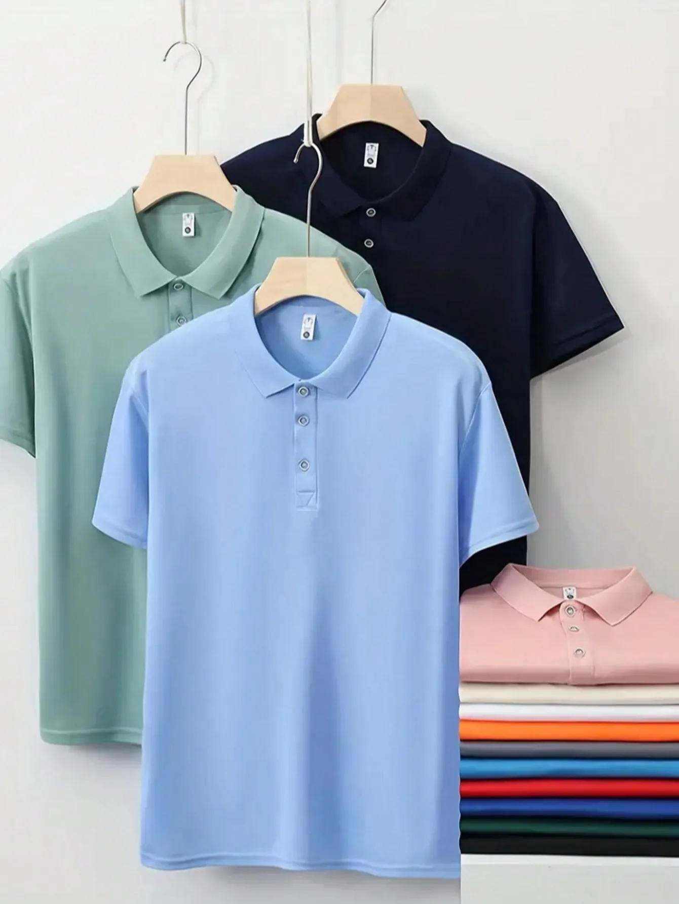 

3-Pack Men's Classic Polo Shirts, Breathable Short Sleeve Tops for Casual, Business & Outdoor Use